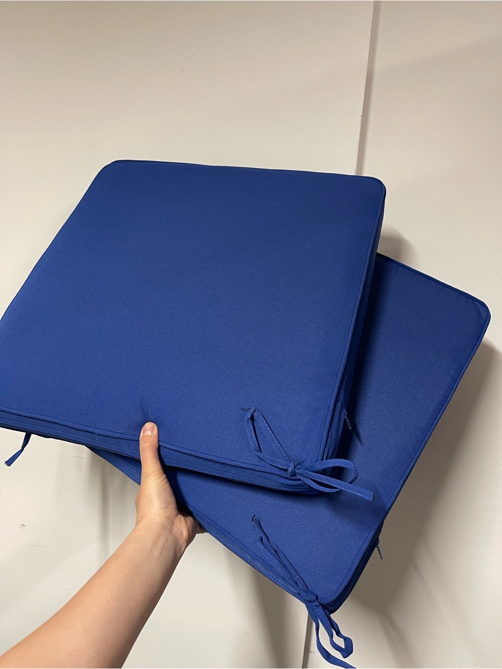 Royal Blue Square Seat Cushions, Outdoor, new - Set of 2